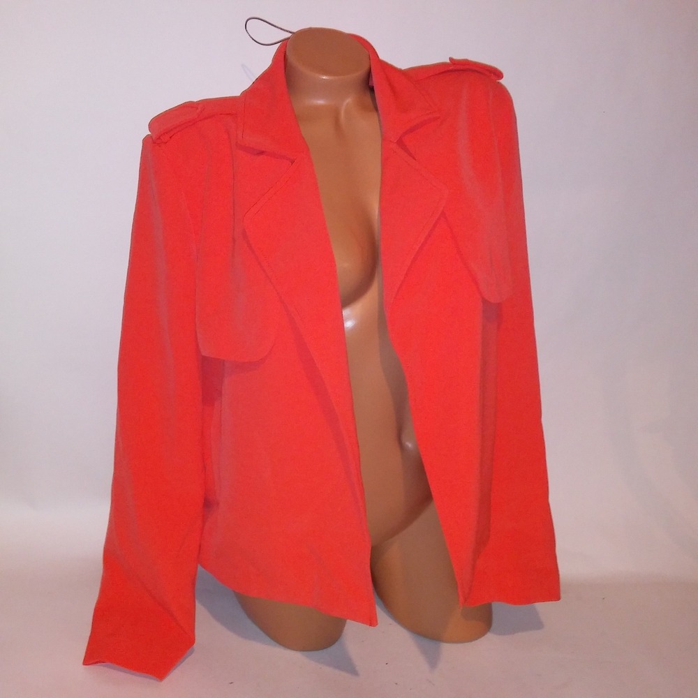 Lane Bryant Blazer Womens Jacket Size 1 Coral Orange Solid Long Sleeve